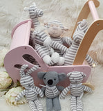 Dex the Dinosaur Grey Stripe Knitted Toy